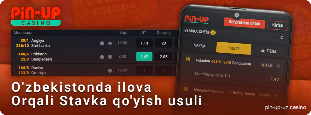 PIN-up O'zbekiston ilovasida sportga pul tikishning usullari qanday.